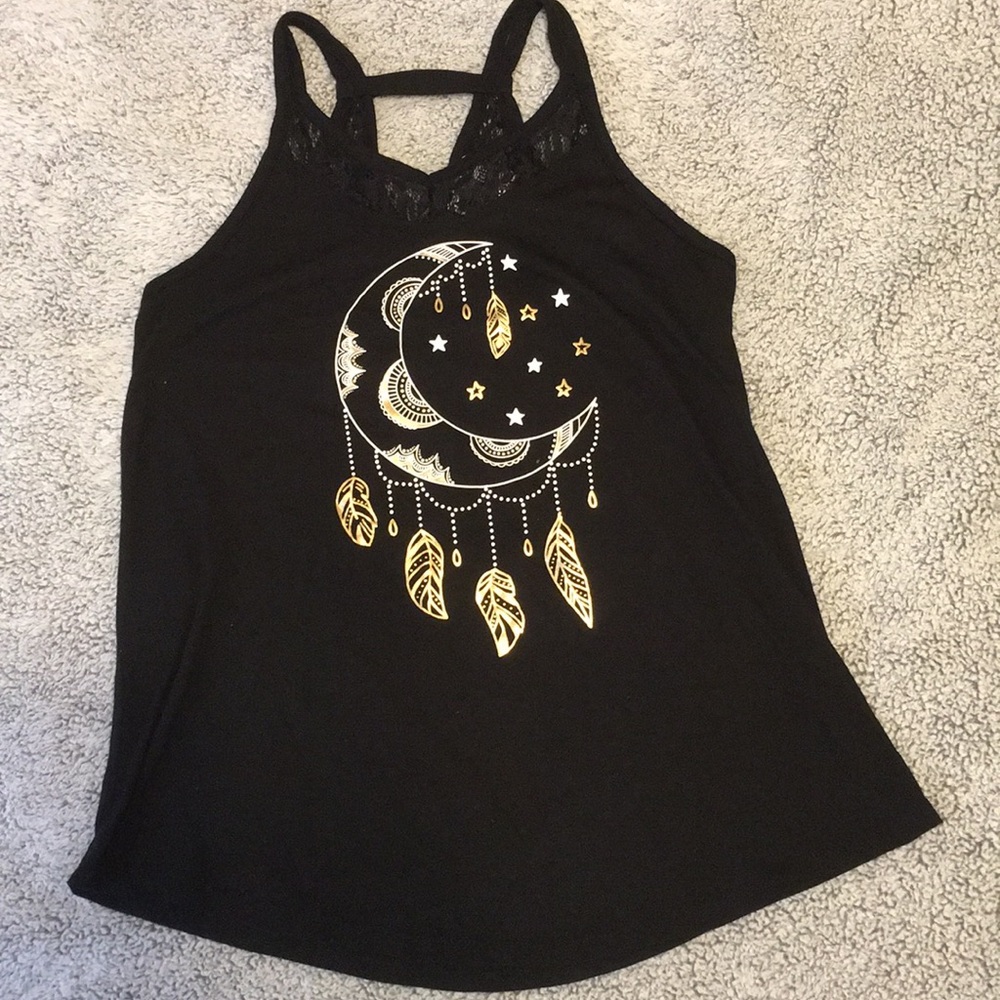 Black tank top with moon print